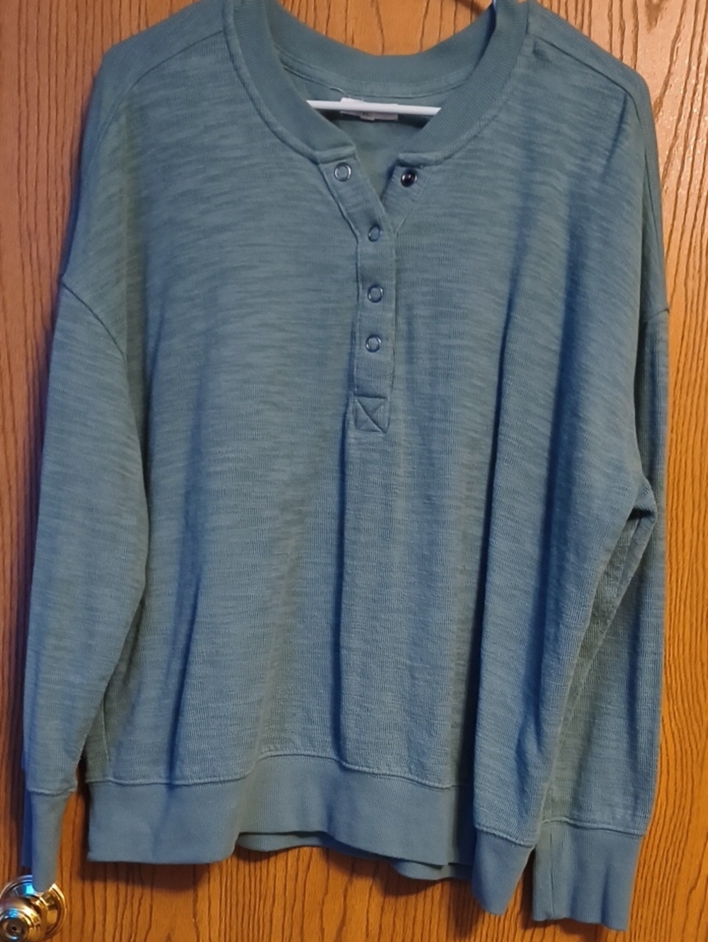 Maurices Teal Long Sleeve Henley Top